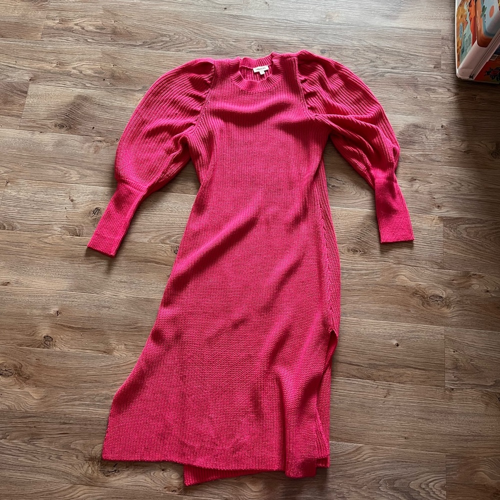 Hot pink midi sweater dress